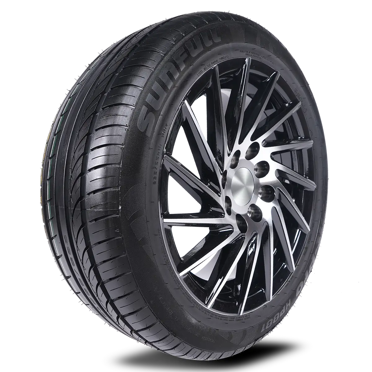 Neumático Sunfull Mont-Pro HP881 vista lateral montado en rin